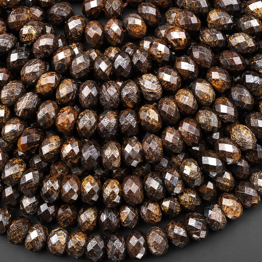 Faceted Natural Bronzite Beads 6mm 8mm 10mm Rondelles 15.5" Strand