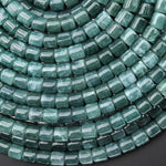 AAA Natural Guatemalan Blue Green Jade Smooth 6mm Tube Cylinder Beads 15.5" Strand