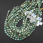 Natural African Turquoise Beads Faceted 10mm Carved Star Gemstone 15.5" Strand
