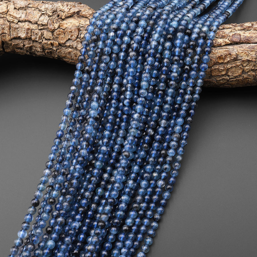 AAA Translucent Natural Santa Maria Blue Aquamarine 4mm Smooth Round Beads Real Genuine Gemstone March Birthstone 15.5" Strand
