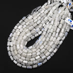 Natural Rainbow Moonstone Smooth Tube Beads Blue Flashes 15.5" Strand