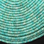 AAA Faceted Natural Aqua Blue Green Peruvian Amazonite Heishi Rondelle Beads 4mm 15" Strand