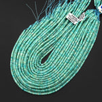 AAA Faceted Natural Aqua Blue Green Peruvian Amazonite Heishi Rondelle Beads 4mm 15" Strand