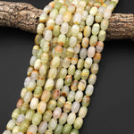 AAA Natural Green Calcite Barrel Beads Aka Afghanistan Jade 15.5" Strand