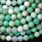 Large Hole Beads 2mm 3mm Drill Natural Green Chrysoprase Round 8mm 10mm Gemstone 8" Strand