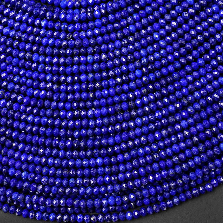 AAA Faceted Natural Blue Lapis Rondelle Beads 3mm 15.5" Strand