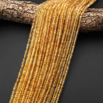 AAA Faceted Natural Citrine Rondelle Beads 3mm 4mm 15.5" Strand