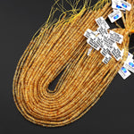 AAA Faceted Natural Citrine Rondelle Beads 3mm 4mm 15.5" Strand