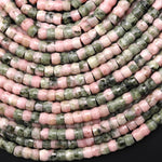 Rare Faceted Natural Nevada Lapis 6mm Heishi Rondelle Beads Pink Green Lapis From Nevada Native American Gemstone 15.5" Strand