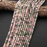 Rare Faceted Natural Nevada Lapis 6mm Heishi Rondelle Beads Pink Green Lapis From Nevada Native American Gemstone 15.5" Strand