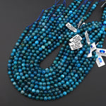 Natural Teal Blue Apatite 4mm 6mm 8mm 10mm Round Beads Smooth Polished Gemstone Beads 15.5" Strand