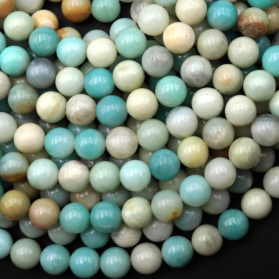 Natural Multicolor Amazonite 4mm 6mm 8mm 10mm Smooth Round Beads Gemstone 15.5" Strand B0458