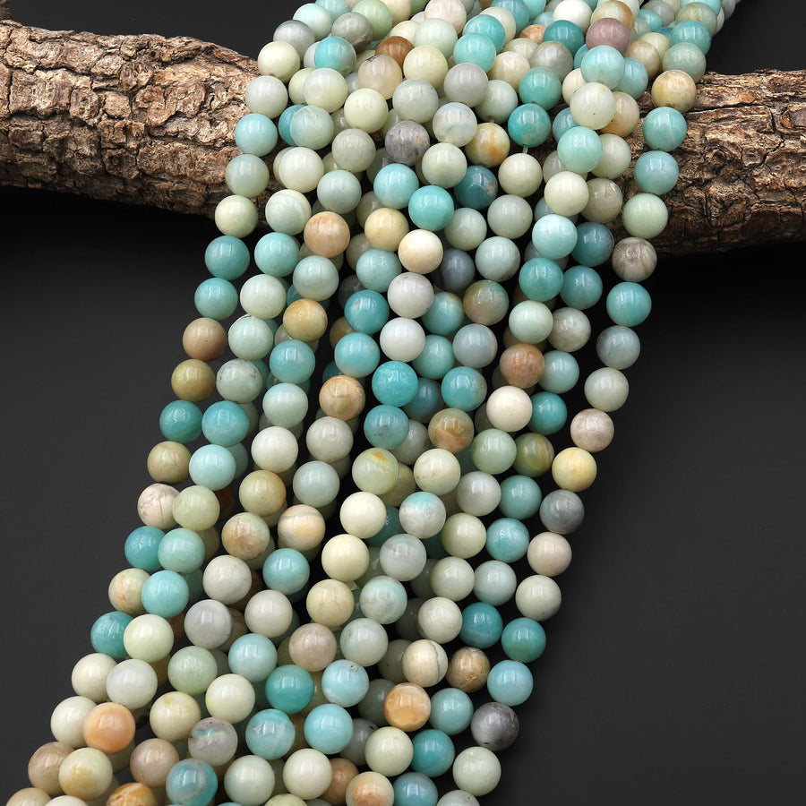 Natural Multicolor Amazonite 4mm 6mm 8mm 10mm Smooth Round Beads Gemstone 15.5" Strand B0458
