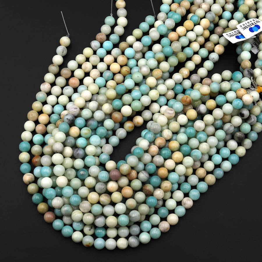 Natural Multicolor Amazonite 4mm 6mm 8mm 10mm Smooth Round Beads Gemstone 15.5" Strand B0458