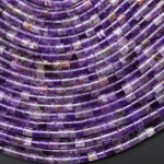 Natural Purple Amethyst 4x4mm Tube Cylinder Beads 15" Strand