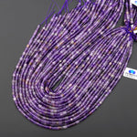 Natural Purple Amethyst 4x4mm Tube Cylinder Beads 15" Strand
