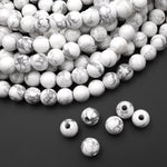 AAA Large Hole Beads Natural Howlite 8mm 10mm Round Beads Big 2mm 3mm Hole 8" Strand