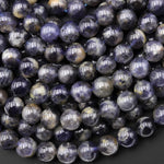 Natural Iolite 6mm 7mm 8mm 10mm Round Beads Real Purple Blue Gemstone 15.5" Strand