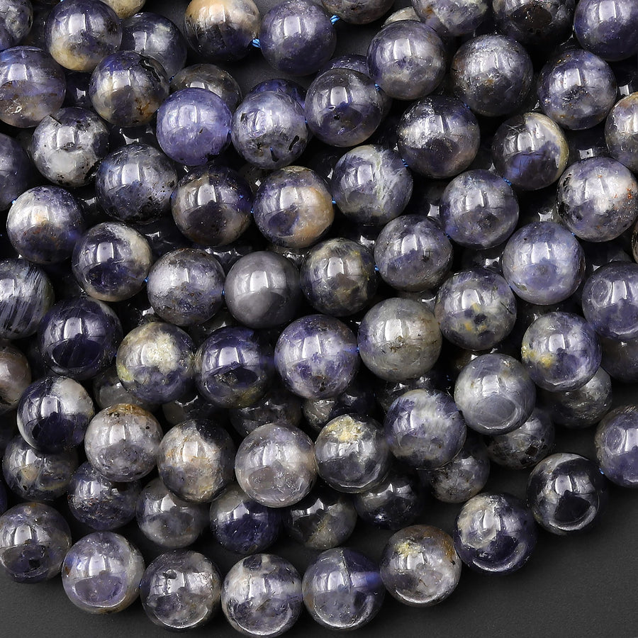 Natural Iolite 6mm 7mm 8mm 10mm Round Beads Real Purple Blue Gemstone 15.5" Strand