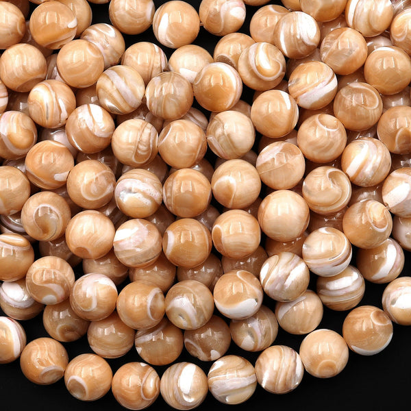 Natural Golden Brown Mother of Pearl Shell Round Beads 2mm 3mm 4mm 6mm 8mm 10mm 12mm Round Beads 15.5" Strand
