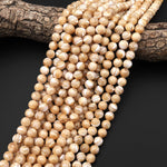 Natural Golden Brown Mother of Pearl Shell Round Beads 2mm 3mm 4mm 6mm 8mm 10mm 12mm Round Beads 15.5" Strand