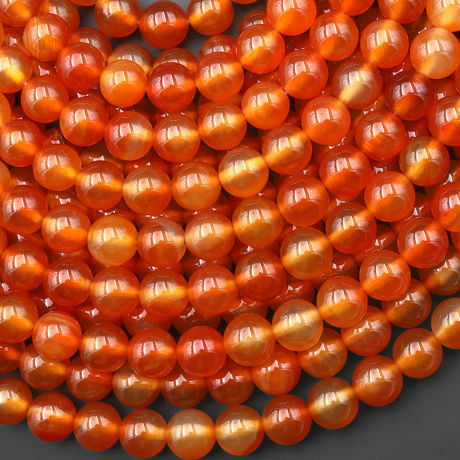 AAA Natural Carnelian 4mm 6mm 8mm 10mm 12mm 14mm Round Beads Highly Polished Finish Natural Red Orange Gemstone 15.5" Strand