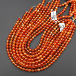 AAA Natural Carnelian 4mm 6mm 8mm 10mm 12mm 14mm Round Beads Highly Polished Finish Natural Red Orange Gemstone 15.5" Strand