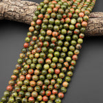 Natural Unakite Beads Round 4mm 6mm 8mm 10mm Watermelon Peach Green Gemstone 15.5" Strand