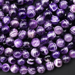 AAA Natural Chevron Amethyst Beads 6mm 8mm 10mm 12mm Round Beads Amazing White Quartz Stripes 15.5" Strand