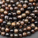 Natural Biotite Mica 4mm 6mm 8mm 10mm 12mm Round Beads Sparkling Mica in Brown Black Biotite Phlogopite 16" Strand