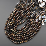 Natural Biotite Mica 4mm 6mm 8mm 10mm 12mm Round Beads Sparkling Mica in Brown Black Biotite Phlogopite 16" Strand