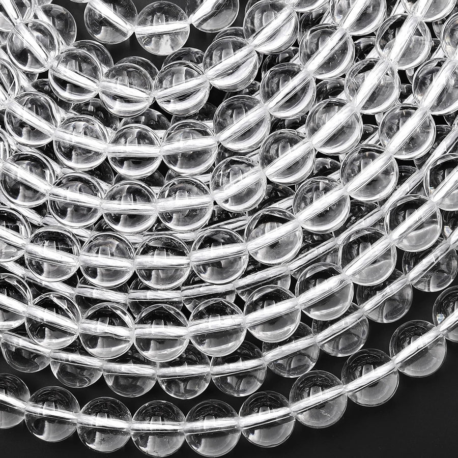 Real Genuine Super Clear AAA Natural Rock Crystal Quartz Round Beads 2mm 3mm 4mm 6mm 8mm 10mm 12mm 14mm 15.5" Strand