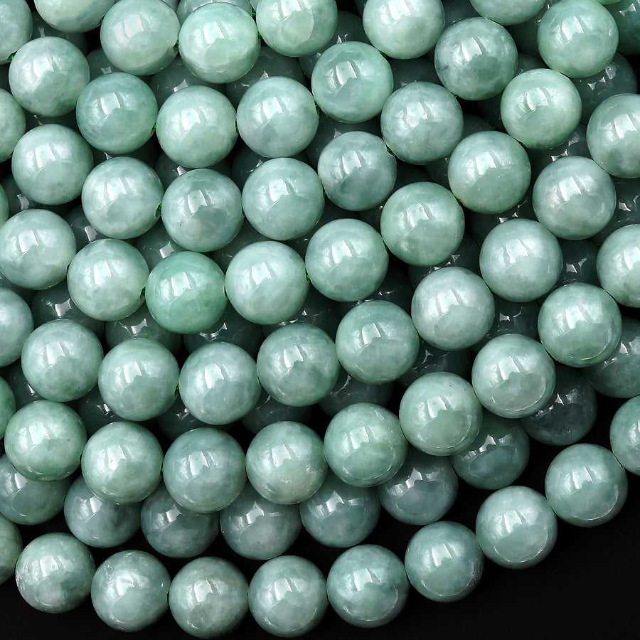 AAA Natural Burma Jade Beads 8mm Round Gemstone 15.5" Strand