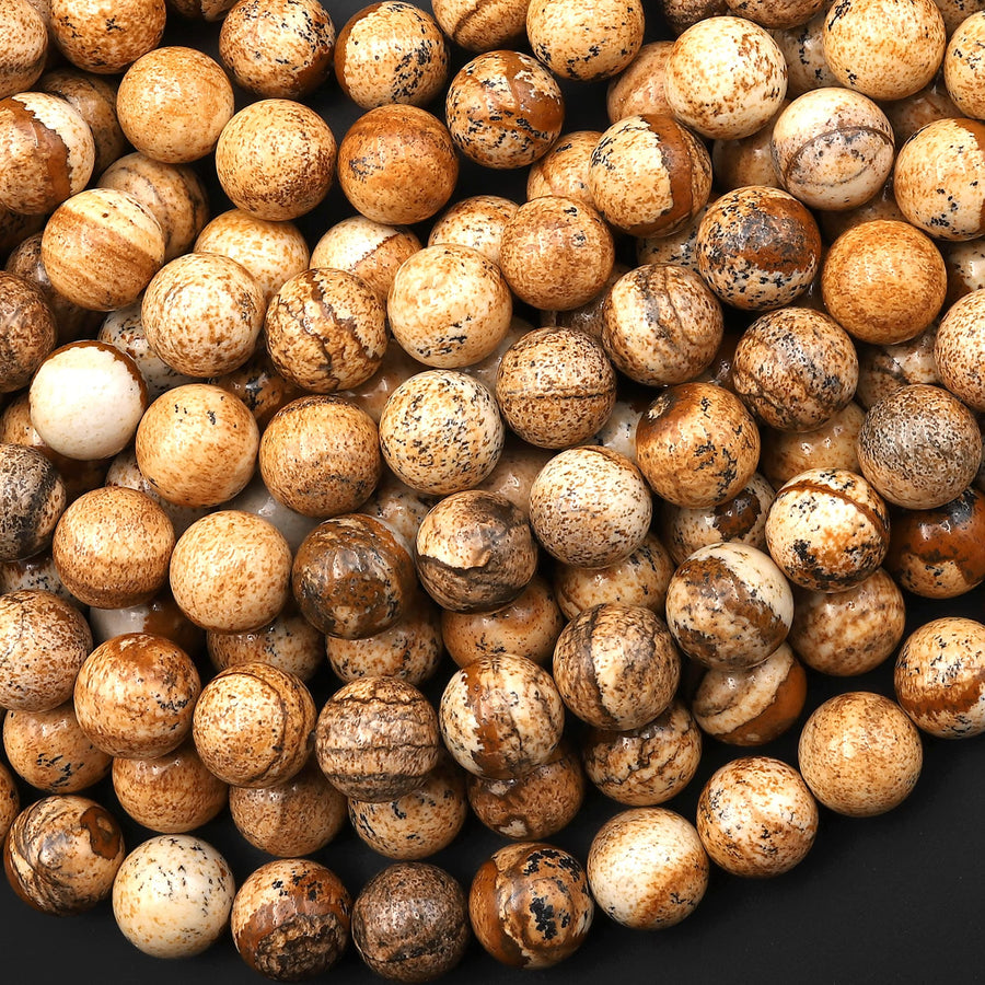 Natural Picture Jasper 4mm 6mm 8mm 10mm Smooth Round Beads Aka Desert Jasper 15.5" Strand