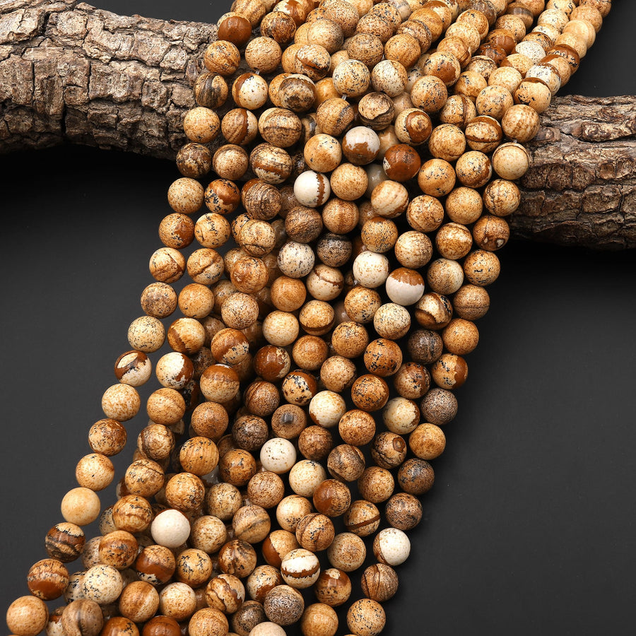Natural Picture Jasper 4mm 6mm 8mm 10mm Smooth Round Beads Aka Desert Jasper 15.5" Strand