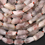 Rare Natural Red Lepidocrocite Quartz Beads Raw Freeform Crystal Spike Nuggets in Natural Shape 15.5" Strand