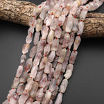 Rare Natural Red Lepidocrocite Quartz Beads Raw Freeform Crystal Spike Nuggets in Natural Shape 15.5" Strand