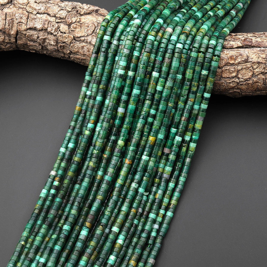 Natural African Green Jade 4mm 6mm Heishi Rondelle Beads 15.5" Strand