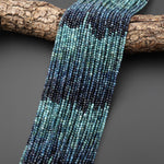 Natural Paraiba Blue Tourmaline Faceted 2mm 3mm 4mm Round Beads Gradient Shaded Indicolite Gemstone 15.5" Strand