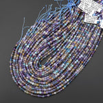 AAA Sparkling Natural Rainbow Fluorite Faceted 4mm Round Beads Purple Green Gemstone 15.5" Strand