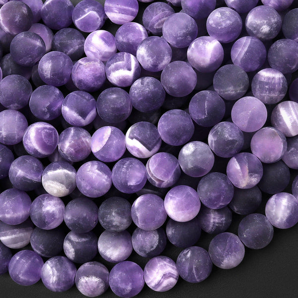 AAA Matte Natural Purple Amethyst Round Beads 4mm 6mm 8mm 10mm 15.5" Strand