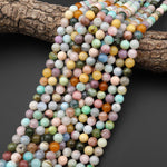 Mixed Gemstone Aquamarine Pink Tourmaline Peruvian Amazonite 6mm 8mm 10mm 12mm Round Beads 15.5" Strand