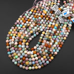 Mixed Gemstone Aquamarine Pink Tourmaline Peruvian Amazonite 6mm 8mm 10mm 12mm Round Beads 15.5" Strand