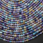 AAA Sparkling Natural Rainbow Fluorite Faceted 4mm Round Beads Purple Green Gemstone 15.5" Strand