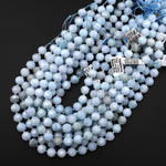 Faceted Natural Blue Aquamarine 10x12mm Rounded Geometric Lantern Beads Sparkling Dazzling Facet Gemstone 15.5" Strand