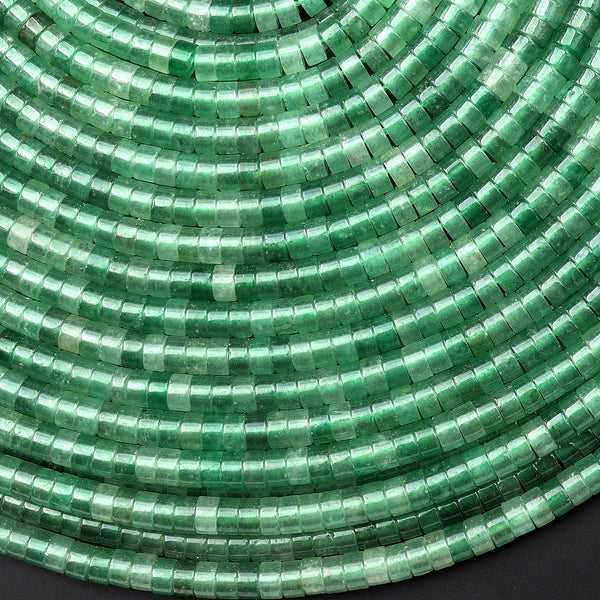 AAA Natural Green Aventurine 4mm 6mm Smooth Heishi Rondelle Beads 15.5" Strand