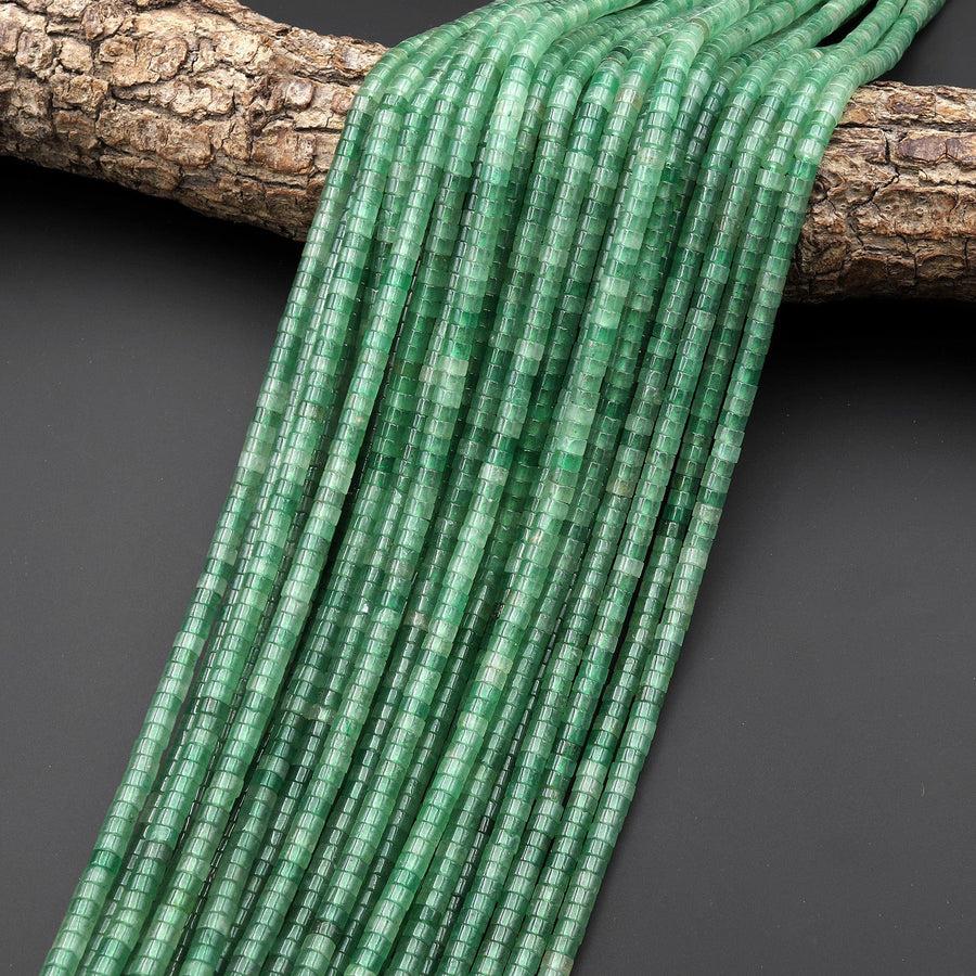 AAA Natural Green Aventurine 4mm 6mm Smooth Heishi Rondelle Beads 15.5" Strand