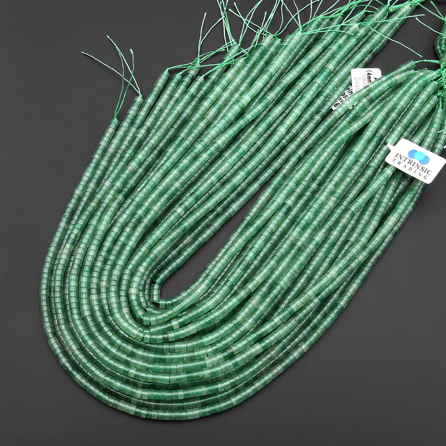 AAA Natural Green Aventurine 4mm 6mm Smooth Heishi Rondelle Beads 15.5" Strand