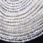 AAA Natural Blue Rainbow Moonstone Faceted 2mm 3mm 4mm 5mm Cube Dice Square Beads Micro Faceted Laser Diamond Cut 15.5" Strand