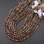 Tibetan Agate 6mm 8mm 10mm Round Beads Dzi Agate Brown Etched Eye Mala Antique Boho Beads 15.5" Strand